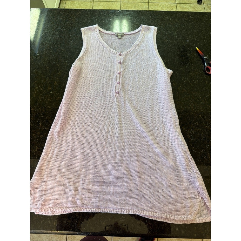 J. Jill Linen Tank Tunic Buttons Sleeveless Pale Link Beachy Lightweight‎ Sz Med